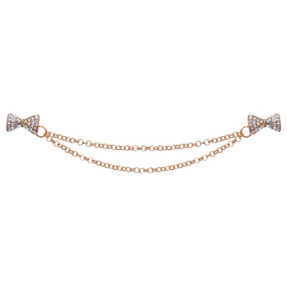 Collar Pin-NEW-Crystal Bow Tie Clip Brooch - Picture 3 of 4